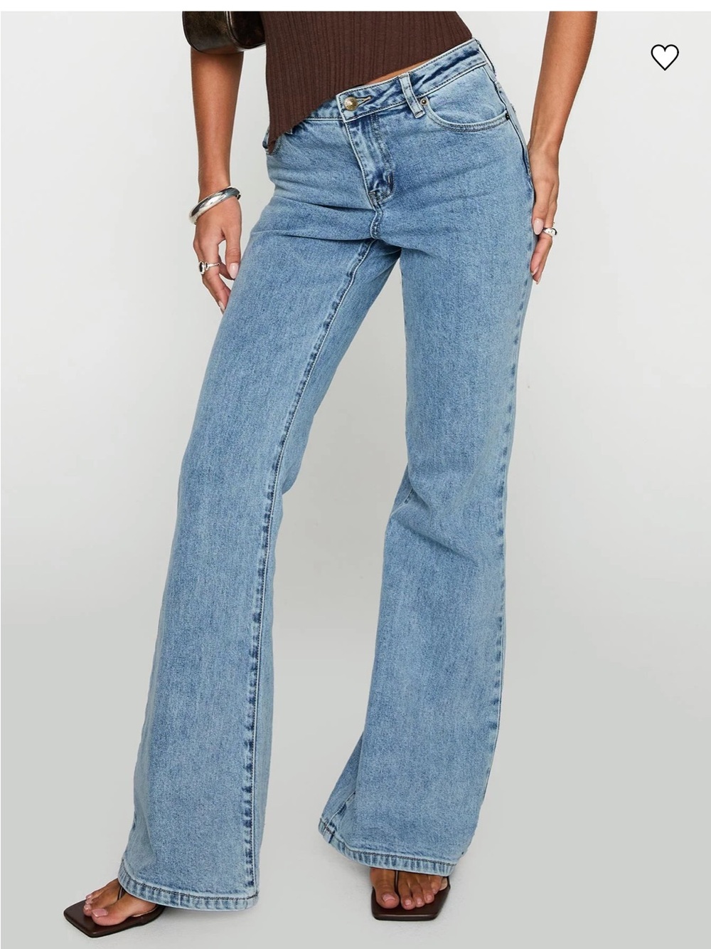 Princess Polly Light Blue High-Rise Flare Jeans